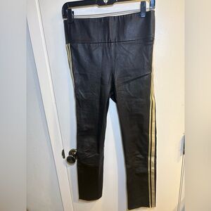 SPRWMN Black Leather Leggings With Gold Stripe Size M